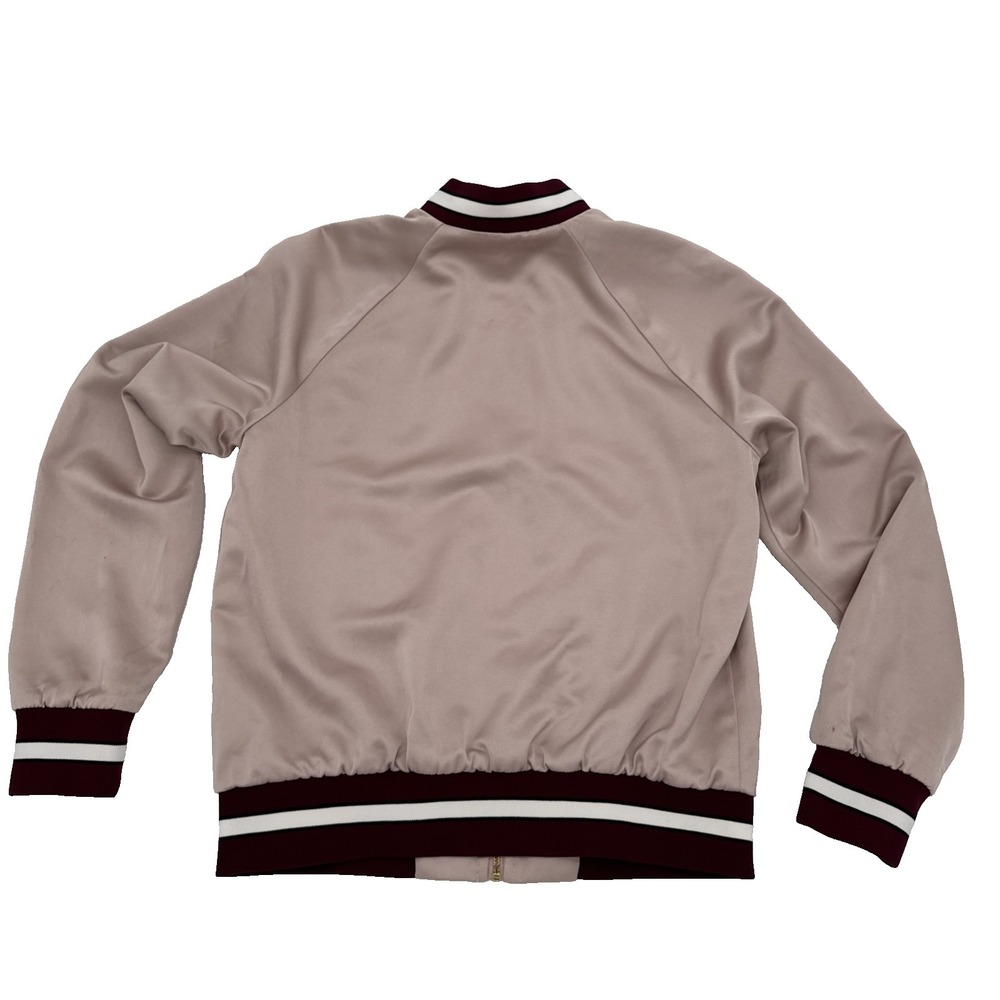Aritzia Babaton Chelsea Satin Bomber Jacket Sz M Dusty Rose Varsity Preppy - Picture 7 of 16